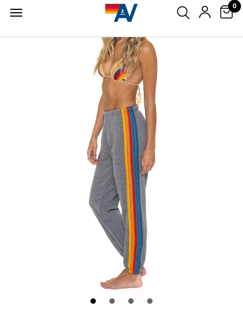 Aviator Nation Gray Joggers with Rainbow Side Stripe